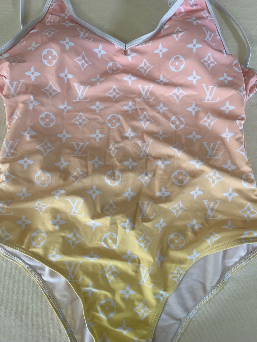 Louis Vuitton Pink to Yellow Gradient Monogram One-Piece Swimsuit - Picture 7 of 8